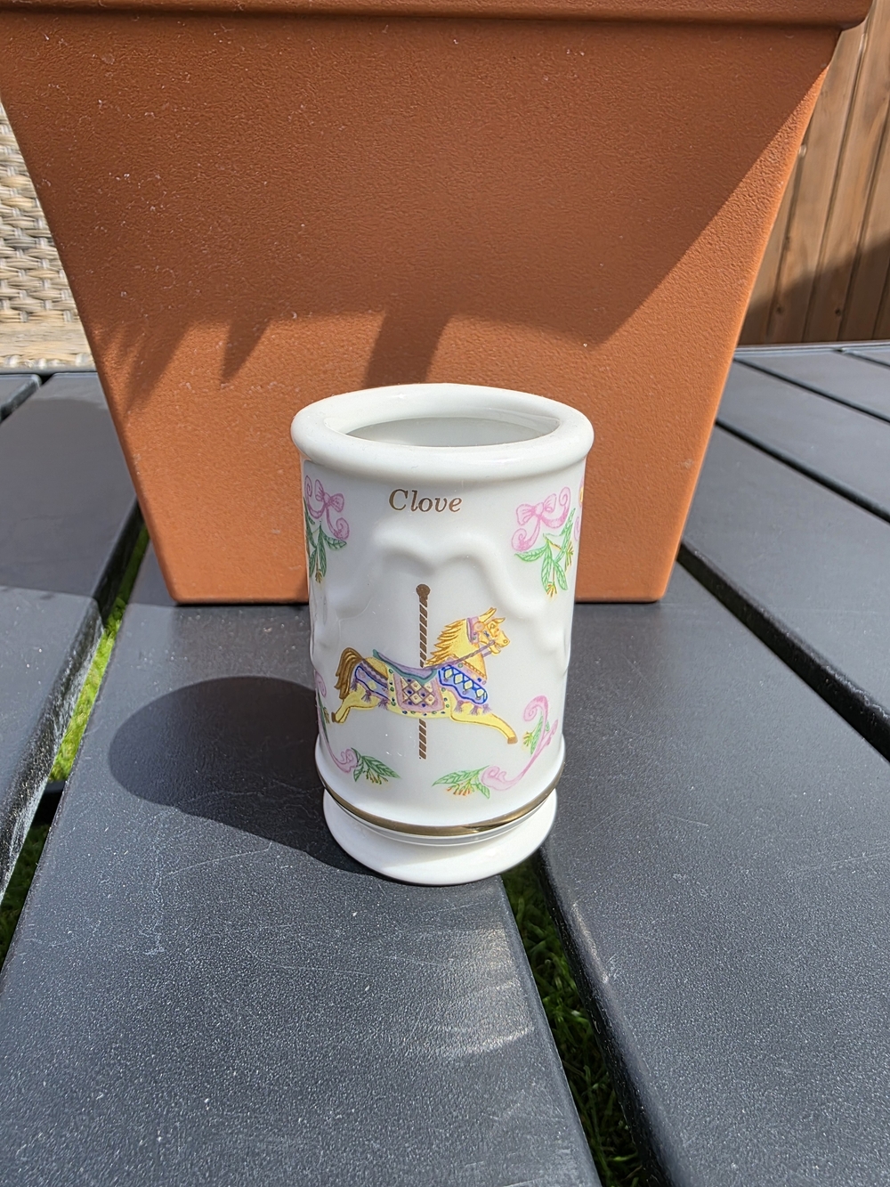 Lenox The Spice Carousel Clove Jar 1993 Fine Porcelain Carousel Horse No lid.